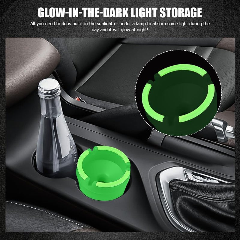 Lyxheth Glow in The Dark Ashtray, Car Ashtray, Cigarette Self-Extinguishing Car Cup Holder Ashtrays with Lid, Universal Portable Mini Vehicle Cigarette Trash Can Auto Accessories for Cars (Green) - Image 3